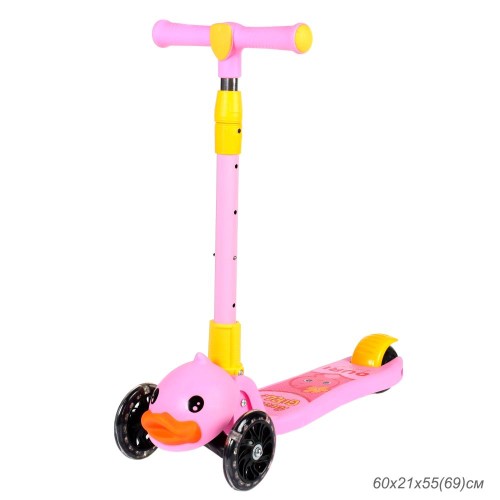 Самокат 3-х колесный SCOOTER Утёнок / 618, розовый