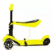 Самокат EVO Kids 3в1 со светящимися колесами и съемным регулируемым сиденьем, желтый 
