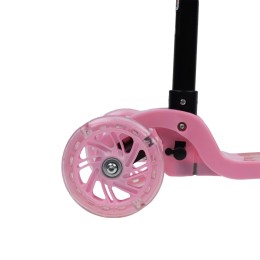 Самокат трехколесный облегчённый от 2-х лет Yeenot GT105-1, светящиеся колёса, нежно-розовый с Белкой