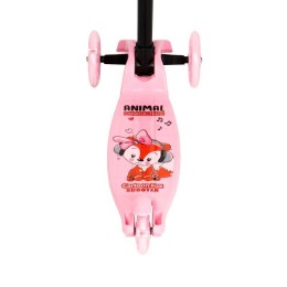 Самокат трехколесный облегчённый от 2-х лет Yeenot GT105-10, светящиеся колёса, нежно-розовый с Лисой