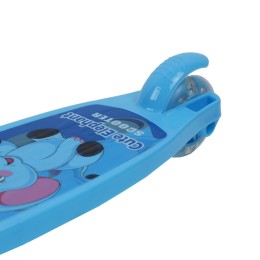 Самокат трехколесный облегчённый от 2-х лет Yeenot GT105-3, светящиеся колёса, голубой со Слоником