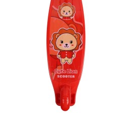 Самокат трехколесный облегчённый от 2-х лет Yeenot GT105-4, светящиеся колёса, красный со Львёнком