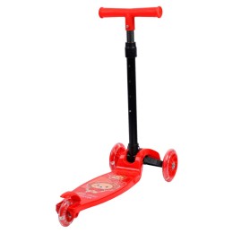 Самокат трехколесный облегчённый от 2-х лет Yeenot GT105-4, светящиеся колёса, красный со Львёнком