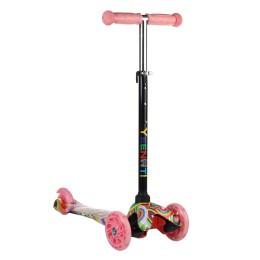 Самокат трехколесный от 2-х лет Yeenot GT4105P35, светящиеся колёса, нежно-розовый/цветной