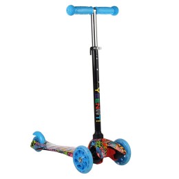 Самокат трехколесный от 2-х лет Yeenot GT4105P48, светящиеся колёса, голубой/разноцветный