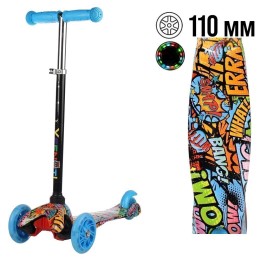 Самокат трехколесный от 2-х лет Yeenot GT4105P48, светящиеся колёса, голубой/разноцветный