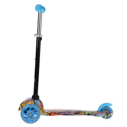 Самокат трехколесный от 2-х лет Yeenot GT4105P48, светящиеся колёса, голубой/разноцветный