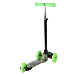 Самокат трехколесный от 2-х лет Yeenot GT4105P5, светящиеся колёса, зеленый камуфляж/салатовый