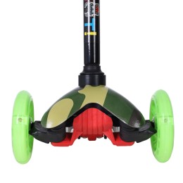 Самокат трехколесный от 2-х лет Yeenot GT4105P5, светящиеся колёса, зеленый камуфляж/салатовый