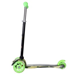 Самокат трехколесный от 2-х лет Yeenot GT4105P5, светящиеся колёса, зеленый камуфляж/салатовый