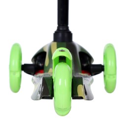 Самокат трехколесный от 2-х лет Yeenot GT4105P5, светящиеся колёса, зеленый камуфляж/салатовый