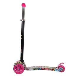 Самокат трехколесный от 3-х лет Yeenot GT4108P15, светящиеся колёса, розовый разноцветный 2 колеса сзади