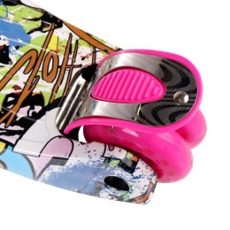 Самокат трехколесный от 3-х лет Yeenot GT4108P15, светящиеся колёса, розовый разноцветный 2 колеса сзади