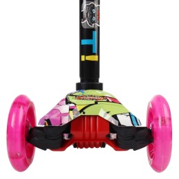 Самокат трехколесный от 3-х лет Yeenot GT4108P15, светящиеся колёса, розовый разноцветный 2 колеса сзади