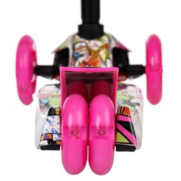 Самокат трехколесный от 3-х лет Yeenot GT4108P15, светящиеся колёса, розовый разноцветный 2 колеса сзади