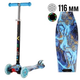 Самокат трехколесный от 3-х лет Yeenot GT4108P38, светящиеся колёса, синий/голубой/нежно-голубой