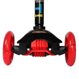 Самокат трехколесный от 3-х лет Yeenot GT4108P57, светящиеся колёса, черный с молниями/красный