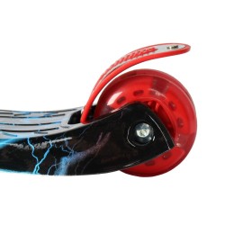 Самокат трехколесный от 3-х лет Yeenot GT4108P57, светящиеся колёса, черный с молниями/красный