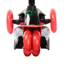 Самокат трехколесный от 3-х лет Yeenot GT4108P57, светящиеся колёса, черный с молниями/красный