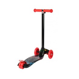 Самокат трехколесный от 3-х лет Yeenot GT4108P57, светящиеся колёса, черный с молниями/красный