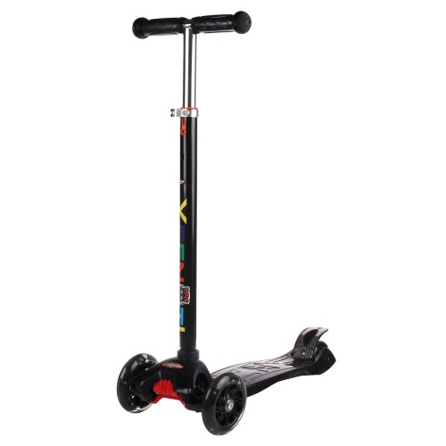 Самокат трехколесный от 3-х лет Yeenot Kids GT4108, свет. колёса PU 120мм ABEC7, "X" с 2 колесами сзади, чёрный