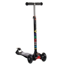 Самокат трехколесный от 3-х лет Yeenot Kids GT4108, свет. колёса PU 120мм ABEC7, "X" с 2 колесами сзади, чёрный