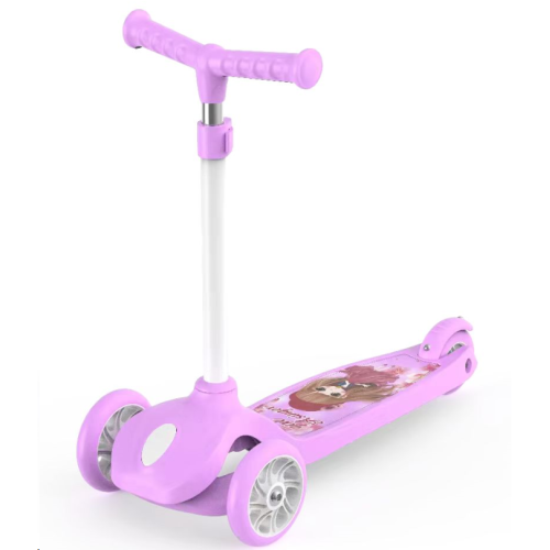Самокат трехколесный Yeenot GT2018-3, свет. колёса PU 110мм, розовый (певица)