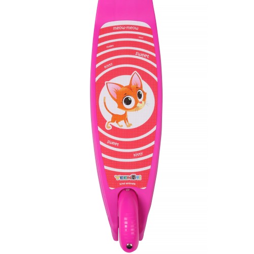 Самокат трехколесный Yeenot GT2018-6, свет. колёса PU 110мм, розовый котенок