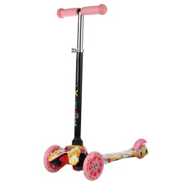 Самокат трехколесный Yeenot GT4105P11, свет. колёса PU 110мм, (зверушки), розовый/желтый