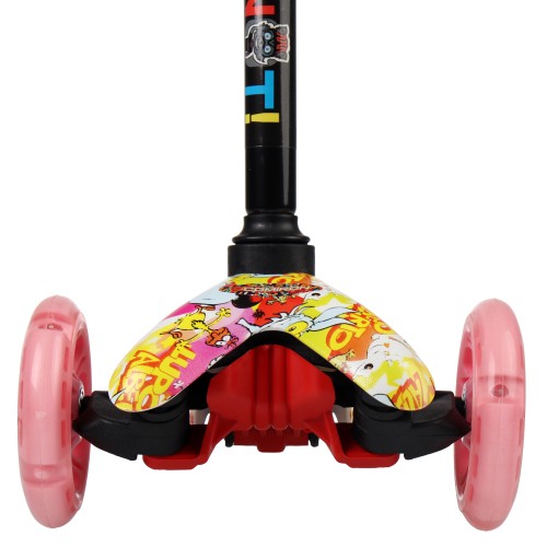 Самокат трехколесный Yeenot GT4105P11, свет. колёса PU 110мм, (зверушки), розовый/желтый