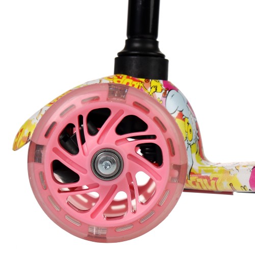 Самокат трехколесный Yeenot GT4105P11, свет. колёса PU 110мм, (зверушки), розовый/желтый