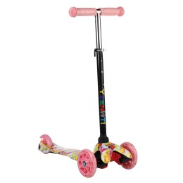 Самокат трехколесный Yeenot GT4105P11, свет. колёса PU 110мм, (зверушки), розовый/желтый