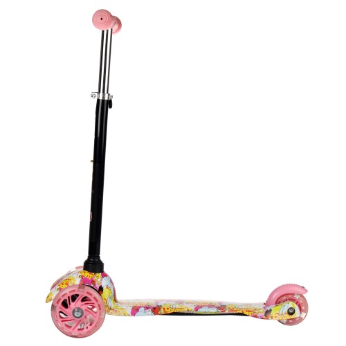 Самокат трехколесный Yeenot GT4105P11, свет. колёса PU 110мм, (зверушки), розовый/желтый