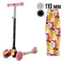 Самокат трехколесный Yeenot GT4105P11, свет. колёса PU 110мм, (зверушки), розовый/желтый