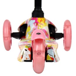 Самокат трехколесный Yeenot GT4105P11, свет. колёса PU 110мм, (зверушки), розовый/желтый