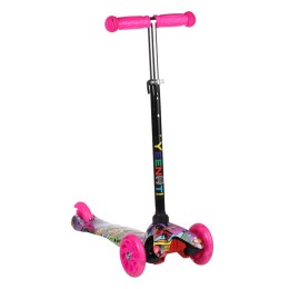 Самокат трехколесный Yeenot GT4105P15, светящиеся колёса, розовый графитти 1 колесо сзади