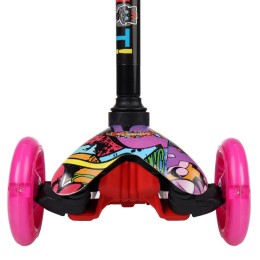 Самокат трехколесный Yeenot GT4105P15, светящиеся колёса, розовый графитти 1 колесо сзади