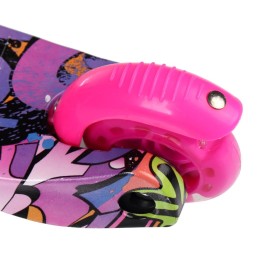 Самокат трехколесный Yeenot GT4105P15, светящиеся колёса, розовый графитти 1 колесо сзади