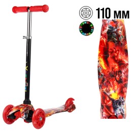 Самокат трехколесный Yeenot GT4105P46, светящиеся колёса PU 110мм, цвет Пламя