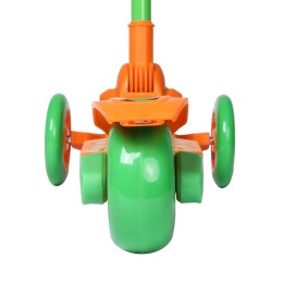 Самокат трехколесный Yeenot R188-3, свет. колёса, PU 120мм, оранжевый/зеленый