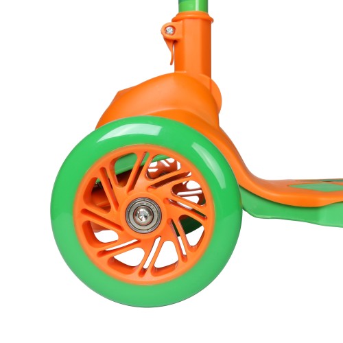Самокат трехколесный Yeenot R188-3, свет. колёса, PU 120мм, оранжевый/зеленый