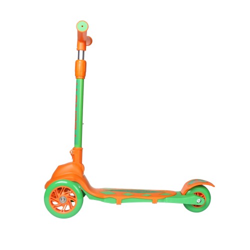 Самокат трехколесный Yeenot R188-3, свет. колёса, PU 120мм, оранжевый/зеленый