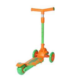 Самокат трехколесный Yeenot R188-3, свет. колёса, PU 120мм, оранжевый/зеленый