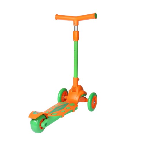 Самокат трехколесный Yeenot R188-3, свет. колёса, PU 120мм, оранжевый/зеленый