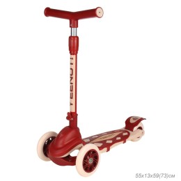Самокат трехколесный Yeenot R188-6, свет. колёса, PU 120мм, красный/бежевый