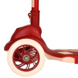 Самокат трехколесный Yeenot R188-6, свет. колёса, PU 120мм, красный/бежевый