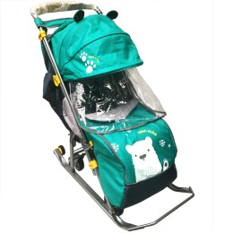 Санки-коляска Ника Детям 7-1 (Мишка изумрудный)
