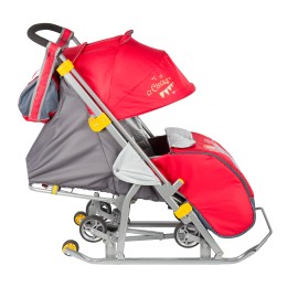 Санки-коляска Ника Детям 7 (девочка и слон, красный)