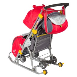 Санки-коляска Ника Детям 7 (девочка и слон, красный)