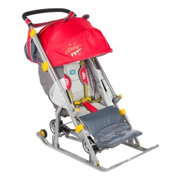 Санки-коляска Ника Детям 7 (девочка и слон, красный)